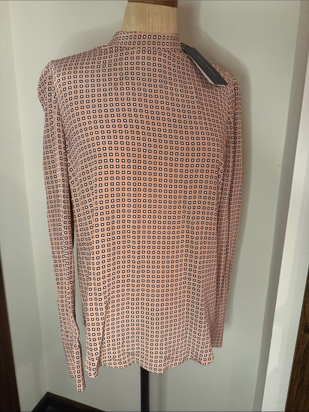 Zara Pink Geometric Print Long Sleeve Top